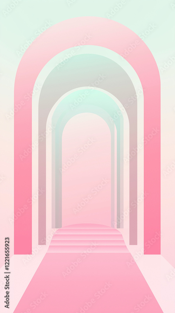 Arch shapes in pink shades vertical