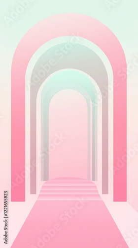 Obraz na płótnie Arch shapes in pink shades vertical w salonie