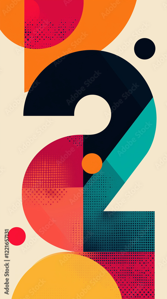 Colorful design based on the number two in bold shapes