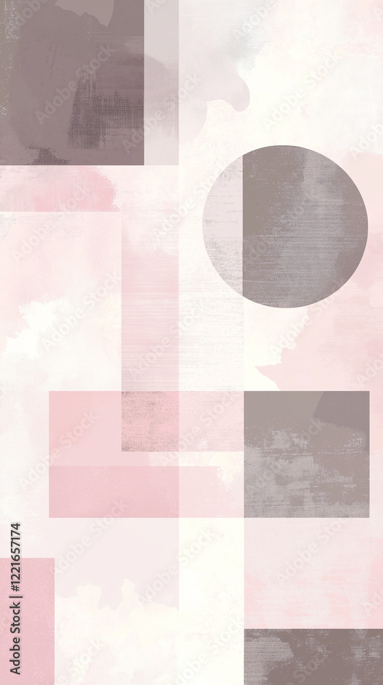 Geometric shapes background in muted shades vertical