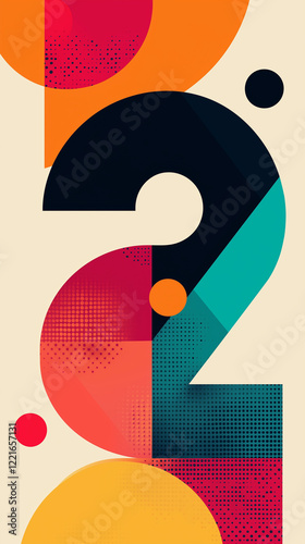 Obraz na płótnie Colorful design based on the number two in bold shapes w salonie