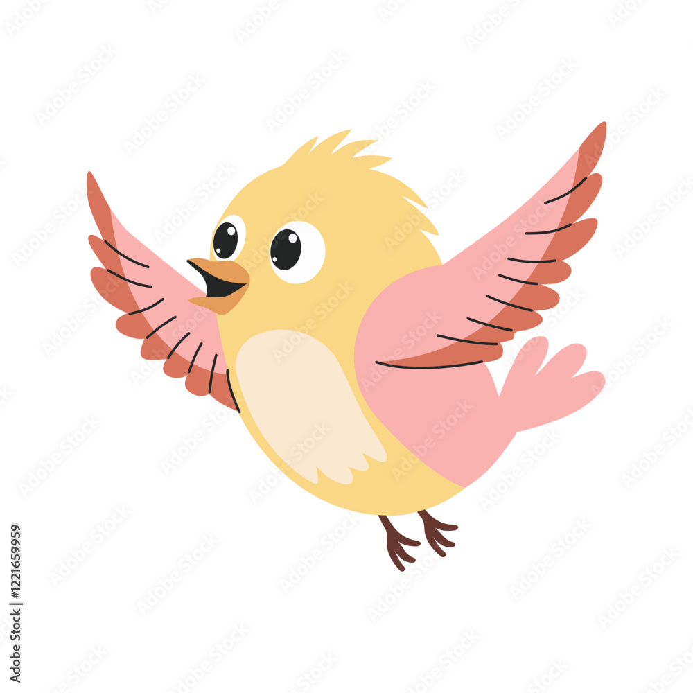 Fototapeta premium Cute bird. Cute flat vector illustration on white background. 