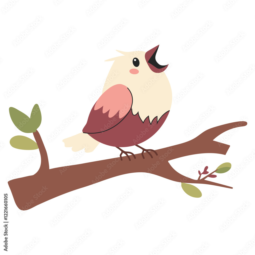 Obraz premium Cute bird. Cute flat vector illustration on white background. 