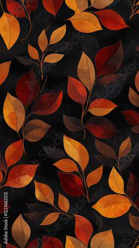 Obraz na płótnie Background of leaves in warm autumn colors vertical w salonie