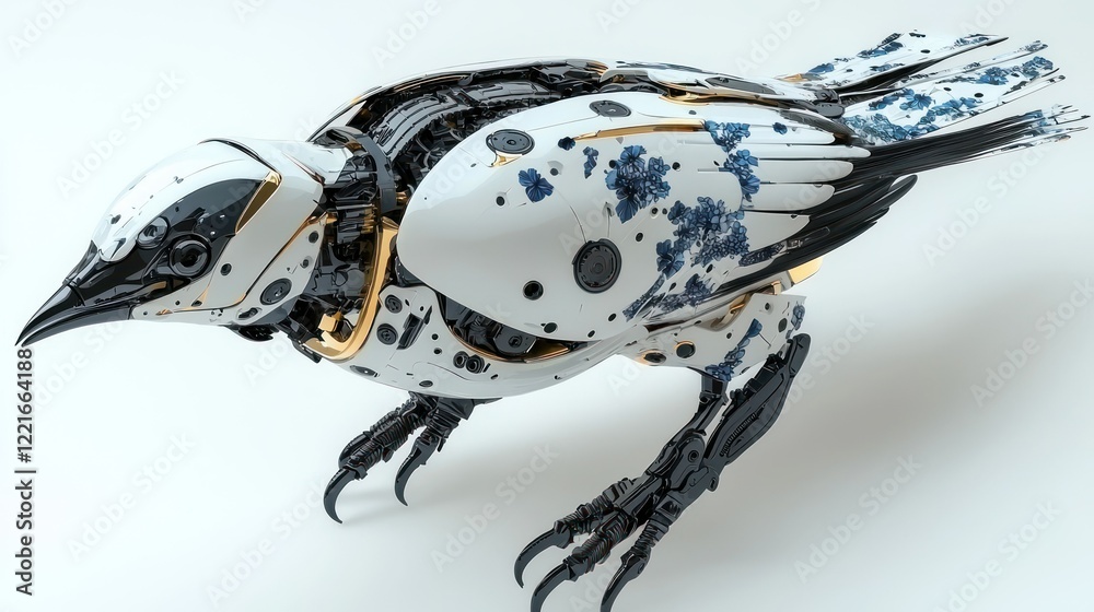Fototapeta premium Robotic Avian Marvel: A Futuristic Mechanical Bird