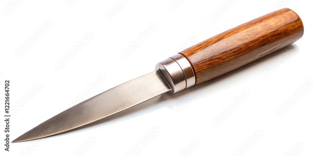 Wooden-Handled Knife on White Background Wooden-Handled Knife on White Background