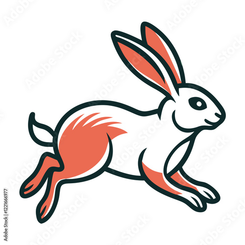 Easter bunny icon hopping in a playful style