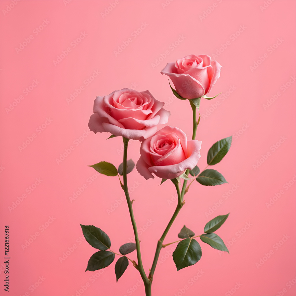 Obraz premium Elegant Pink Roses on Soft Pastel Background Symbolizing Romance and Beauty