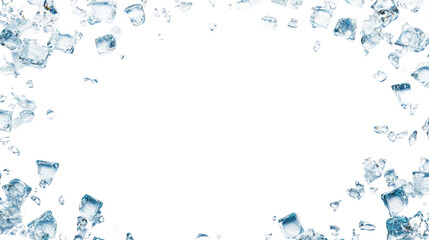 Ice cubes border on transparent background