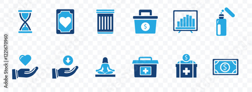 Charity and Donation icon set. Help, volunteer, donated, assistance, sharing and solidarity symbol.