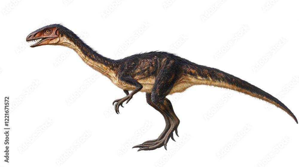 Fototapeta premium The Baryonyx: A lifelike reconstruction of the Baryonyx dinosaur, a large, fish-eating theropod known for its distinctive crocodile-like snout and massive claws, against a stark background.