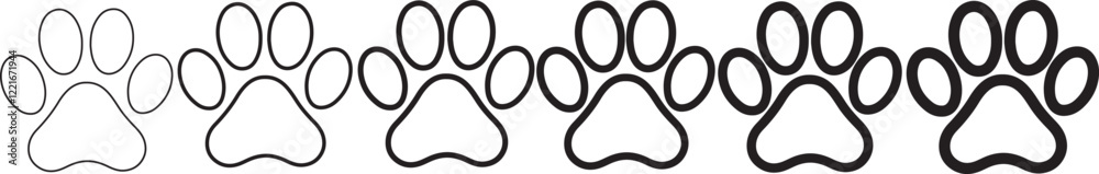 Animal Paw Print Outline Icons Design Animal Paw Print Outline Icons Design