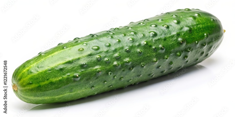 Single Green Cucumber on White Background Single Green Cucumber on White Background