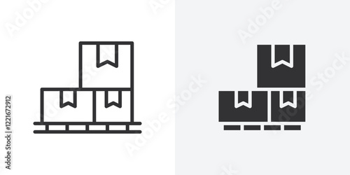 box on a pallet icon Outline vector sign