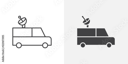 Broadcast van icon Outline vector sign