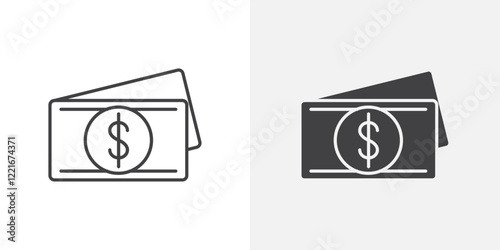 Cash icon Outline vector sign