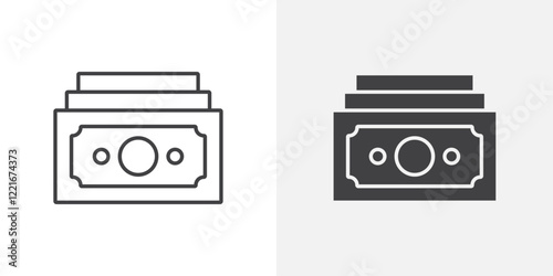 Cash icon Outline vector sign