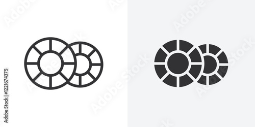 Casino chips icon Outline vector sign