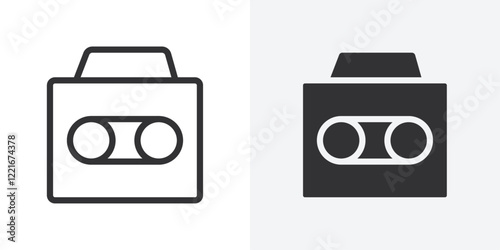 Cassette tape icon Outline vector sign
