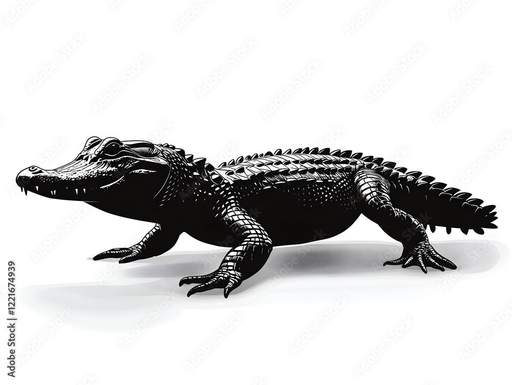 Obraz premium alligator silhouette vector black on white background