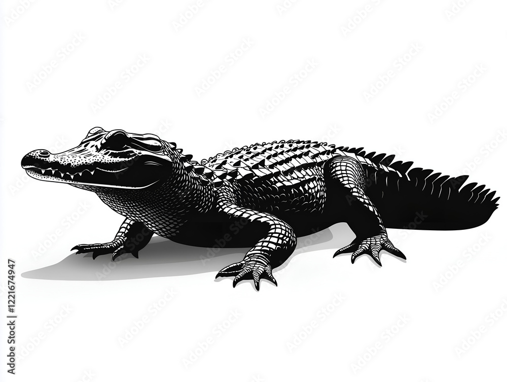 Obraz premium alligator silhouette vector black on white background