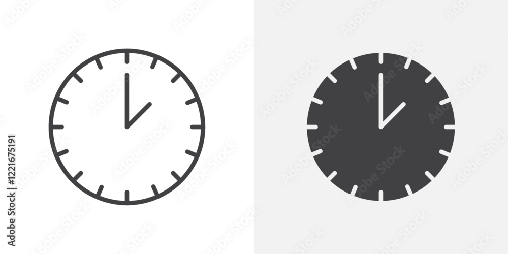 Clock two icon Outline vector sign Clock two icon Outline vector sign