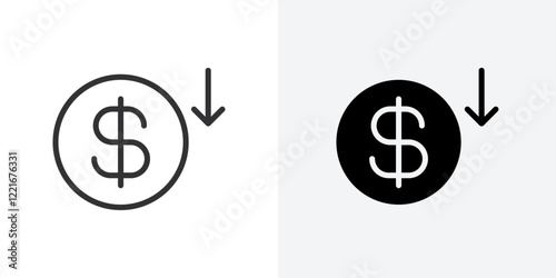 Cost reduction icon Outline vector sign