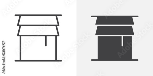 Curtains icon Outline vector sign