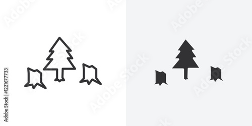 Destruction of forests icon Outline vector sign