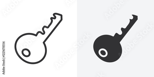 Door key icon Outline vector sign