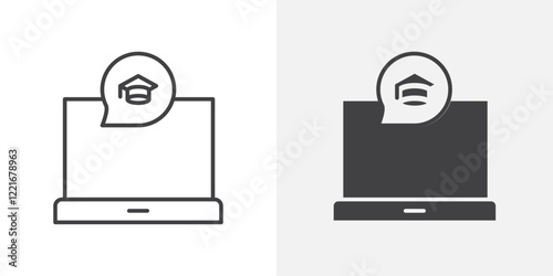 E learning icon Outline vector sign