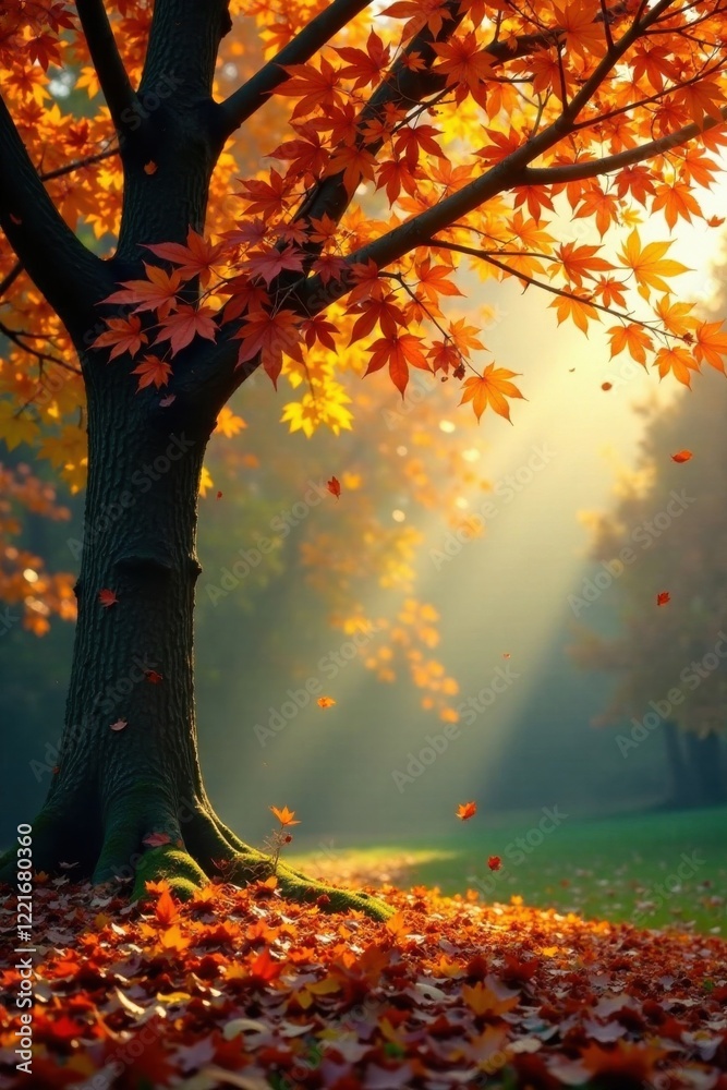Changing leaves on a tree, changing leaves, outdoors Changing leaves on a tree, changing leaves, outdoors