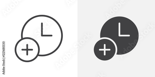 Extra hours icon Outline vector sign