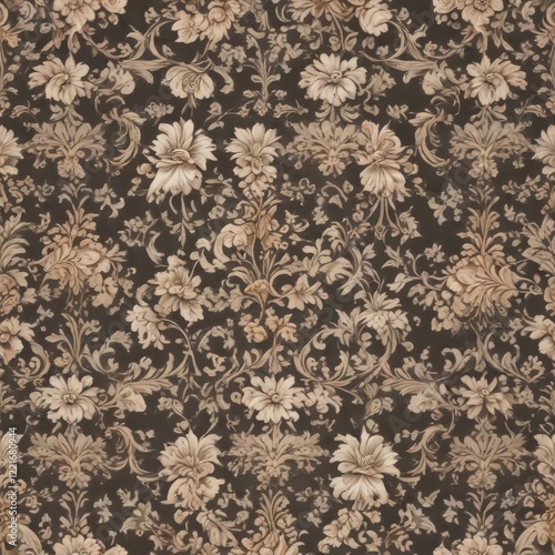 Wallpaper Mural Classic damask design with subtle florals and scrollwork seamless repeat, vintage, classic, floral Torontodigital.ca