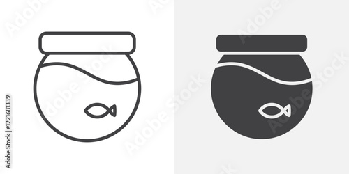 Fish bowl icon Outline vector sign