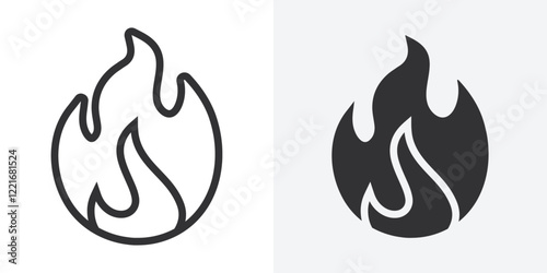 Flame fire icon Outline vector sign