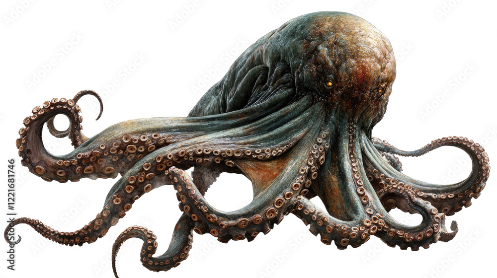 Giant Kraken: A colossal octopus, rendered in striking detail, with powerful tentacles and piercing gaze, dominates the frame. Its massive form and intricate textures create a sense of awe and wonder. Giant Kraken: A colossal octopus, rendered in striking detail, with powerful tentacles and piercing gaze, dominates the frame. Its massive form and intricate textures create a sense of awe and wonder.