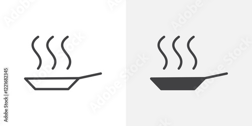 Frying pan icon Outline vector sign