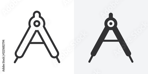 geometric compass icon Outline vector sign