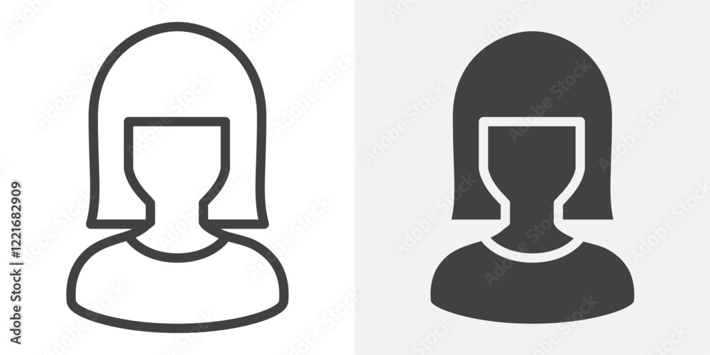 Girl icon Outline vector sign
