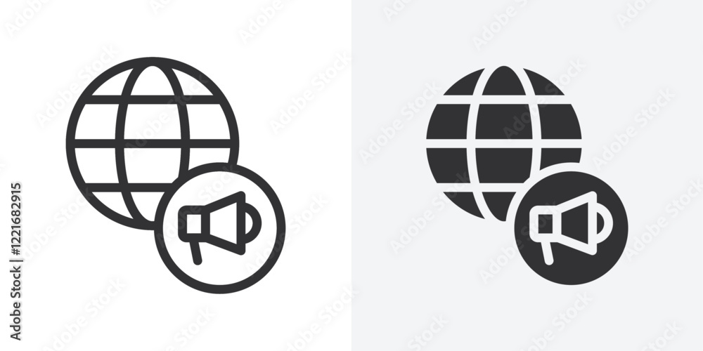 Global campaign icon Outline vector sign Global campaign icon Outline vector sign