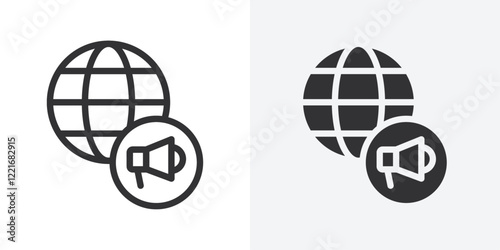 Global campaign icon Outline vector sign