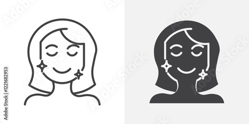 Glowing skin icon Outline vector sign