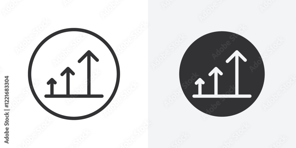 growth arrow bars icon Outline vector sign growth arrow bars icon Outline vector sign
