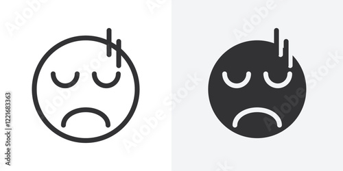Guilty face emoji icon Outline vector sign