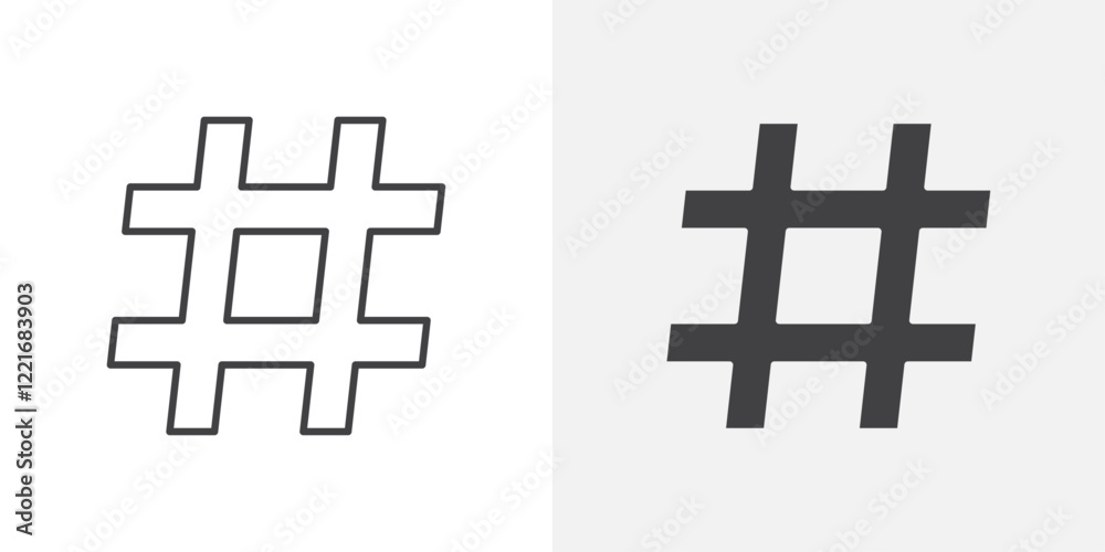 Obraz premium Hashtag icon Outline vector sign
