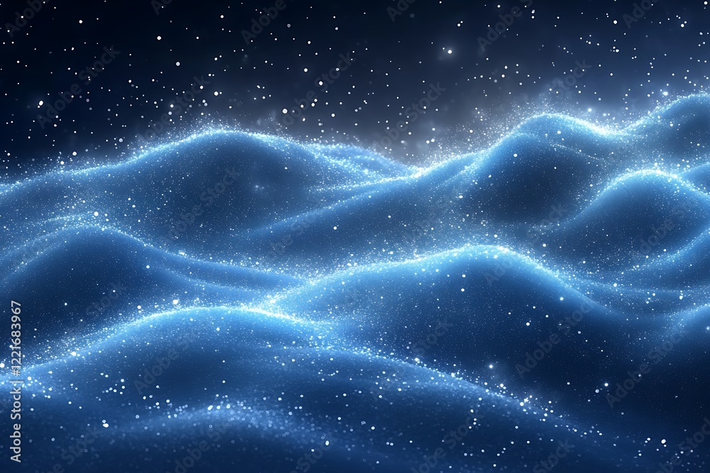 Glowing Blue Particles Form Wavy Abstract Landscape Glowing Blue Particles Form Wavy Abstract Landscape