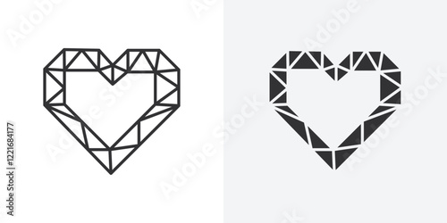 Heart shaped diamond icon Outline vector sign