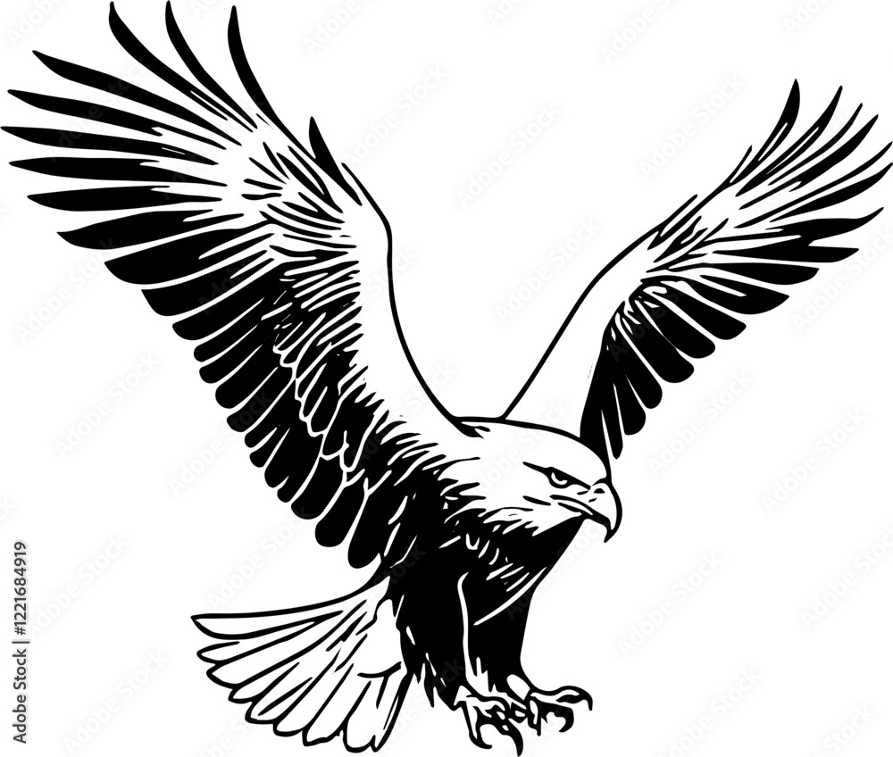 Obraz premium Black and white eagle illustration