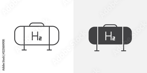 Hydrogen gas tank icon Outline vector sign